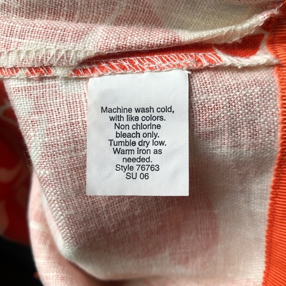 J.Crew Linen Skirt Women Size 4 Orange White Tropical Bright Colorful Summer - Picture 7 of 7